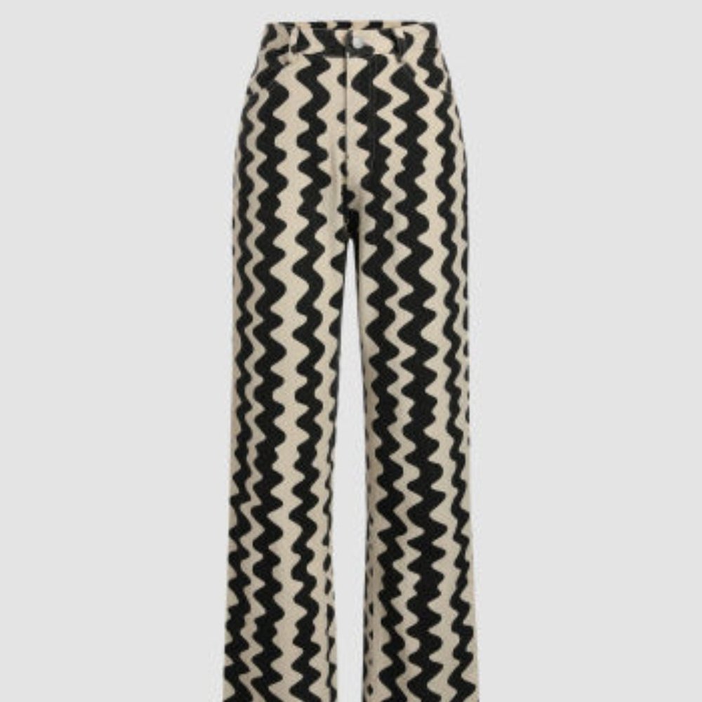 NWT CIDER Wavy Retro Straight Leg Pants Size Medium